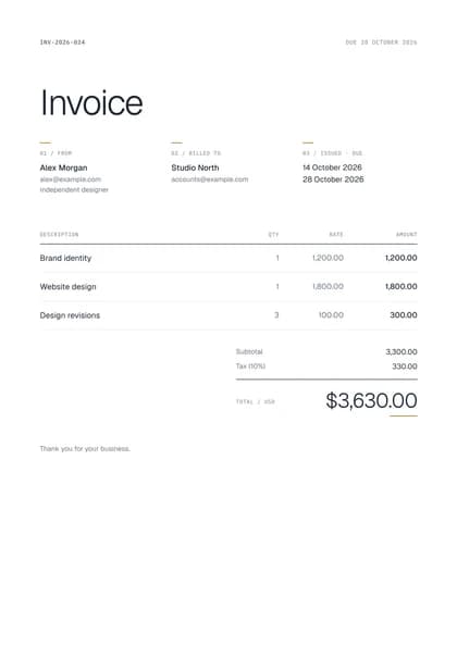 Atlas invoice template, premium design