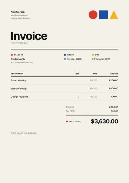 Bauhaus invoice template, premium design