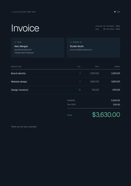 Byte invoice template, premium design