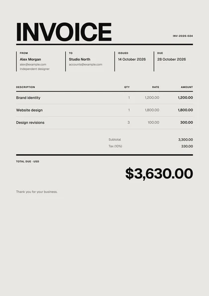 Concrete invoice template, premium design