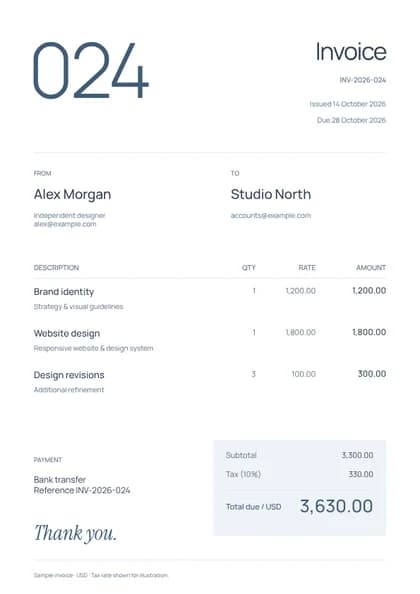 Float invoice template preview