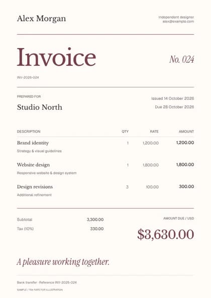 Folio invoice template preview