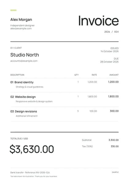 Gridline invoice template preview