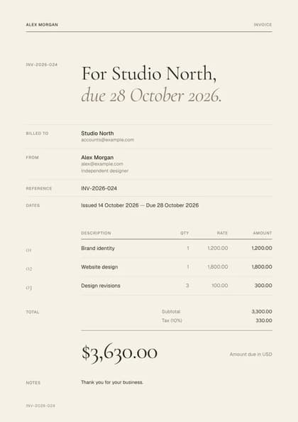 Ivory invoice template preview