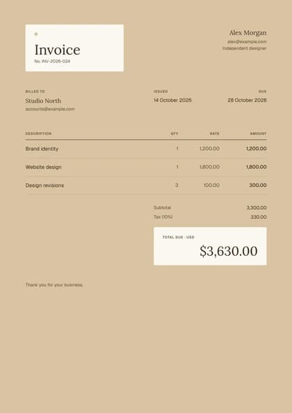 Kraft invoice template, premium design