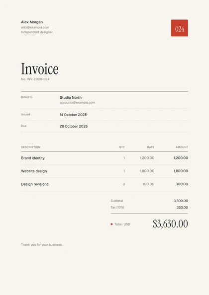 Kyoto invoice template, premium design