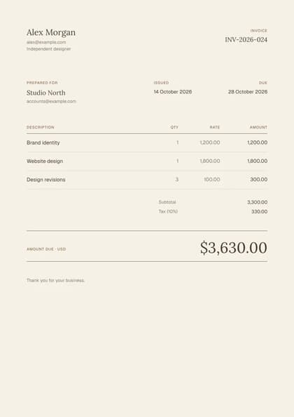 Linen invoice template, premium design
