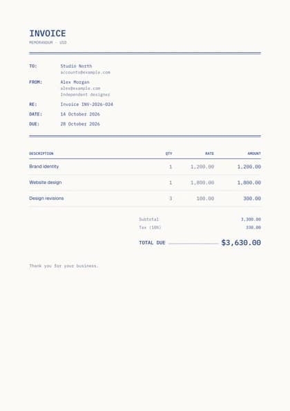 Memo invoice template, premium design