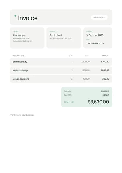 Pebble invoice template, premium design