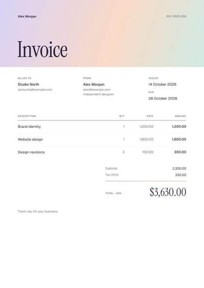 Prism invoice template, premium design