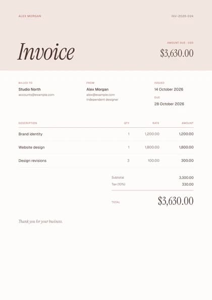 Rosé invoice template, premium design