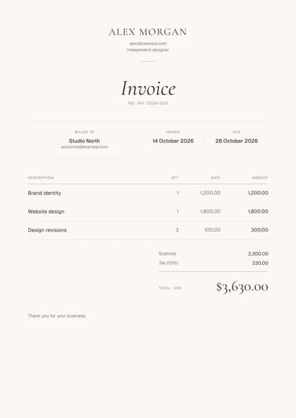 Sable invoice template, premium design