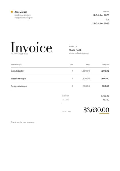 Saffron invoice template, premium design