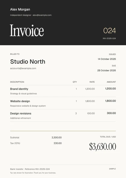 Silhouette invoice template preview