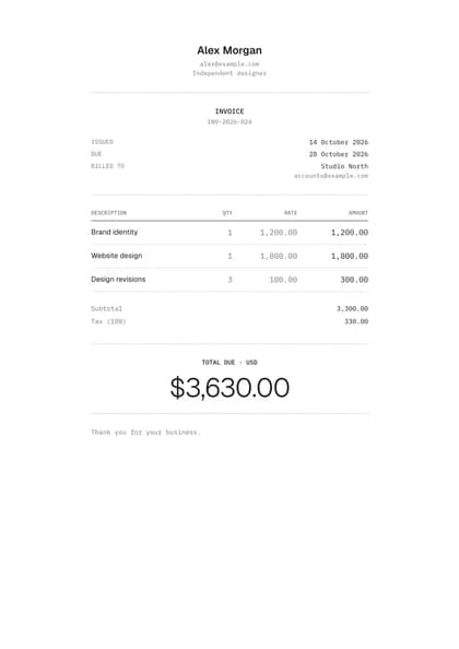 Tally invoice template, premium design