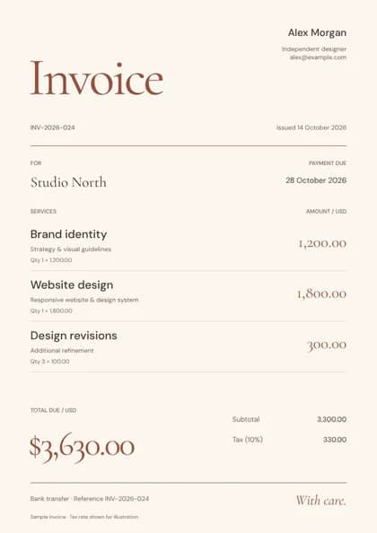 Terra invoice template preview