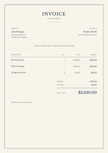 Vellum invoice template, premium design