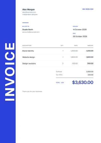 Vertex invoice template, premium design